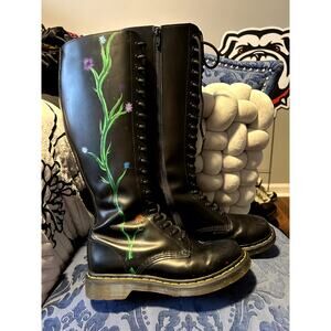 Dr Martens Custom Painted 14 Eye Knee High Boots size 8/EU 39
